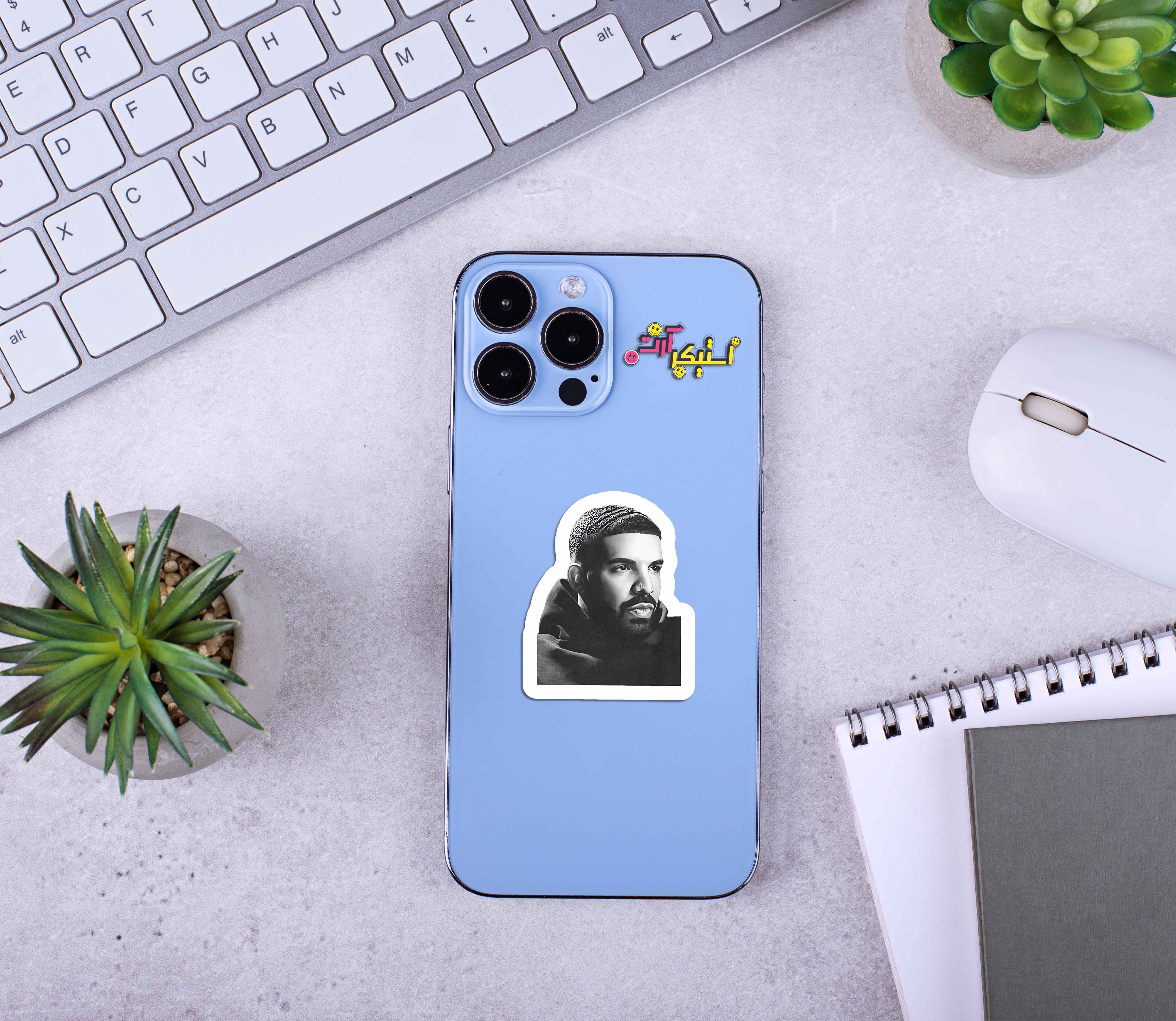 استیکر تکی دریک Drake – پرتره هنری مشکی سفید